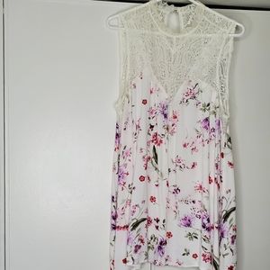 TORRID White High Neck Lace Tank